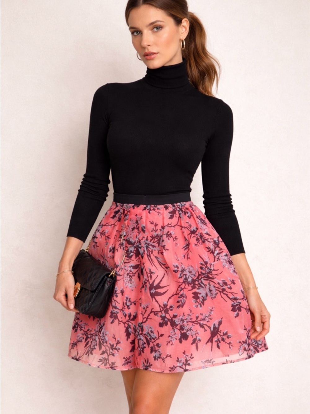 Nanette Lepore Midsummer Night Silk Floral Skirt Coral Size 6 NWT